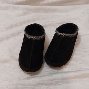 UGG Black Suede Slip-On Clog Mules with Contrast Stitch Trim